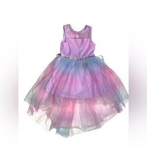 Lilt Rainbow Tulle Sparkling High Low Length Girls Party Dress Size 4